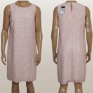NWT Chaps‎ Keyhole Back Floral Pink Lace Sleeveless Dress Size 14